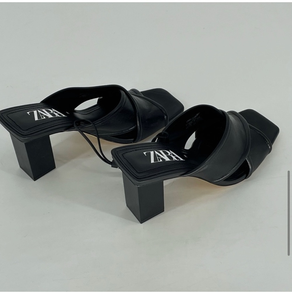 Zara Black Soft Leather Sandals